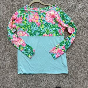 Lilly Pulitzer Floral Long Sleeve Tee - Pink, Green, and Blue